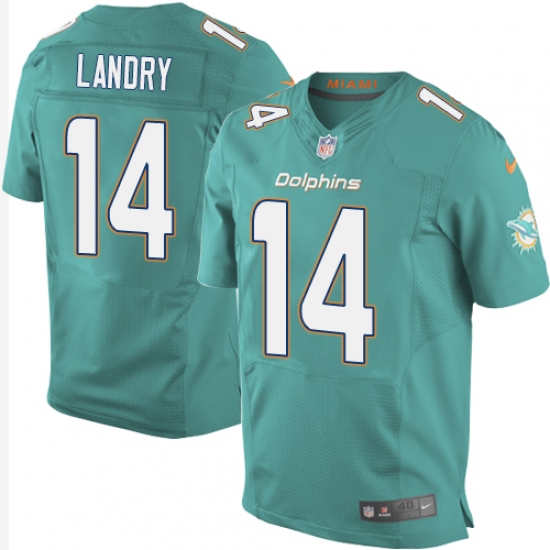 Men's Nike Miami Dolphins #14 Jarvis Landry Elite Aqua Green Team Color NFL Jersey - Ujersey