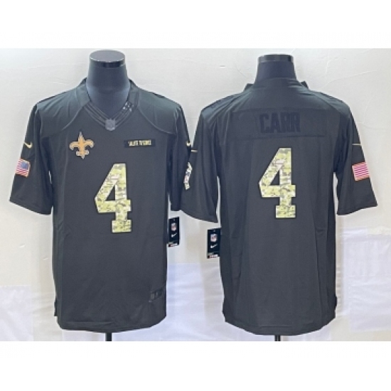 Men's New Orleans Saints #4 Derek Carr Black Anthracite 2016 Salute To Service Stitched NFL Nike Limited Jersey - Ujersey