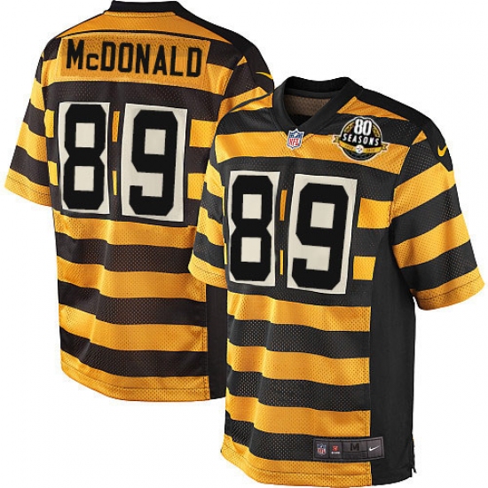 Men's Nike Pittsburgh Steelers #89 Vance McDonald Elite Yellow/Black Alternate 80TH Anniversary Throwback NFL Jersey - Ujersey