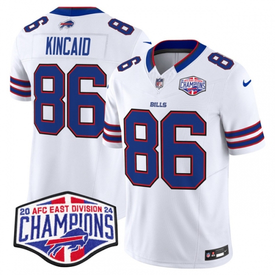 Men's Buffalo Bills #86 Dalton Kincaid White F.U.S.E. 2024 AFC East Division Champions Vapor Limited Stitched Football Jersey - Ujersey