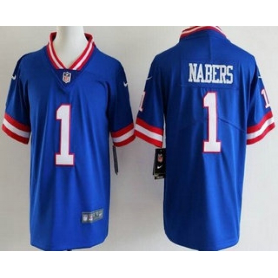 Youth New York Giants #1 Malik Nabers Limited Blue Classic Vapor Jersey - Ujersey