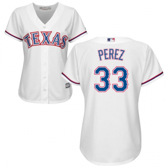Women's Majestic Texas Rangers #33 Martin Perez Replica White Home Cool Base MLB Jersey - Ujersey