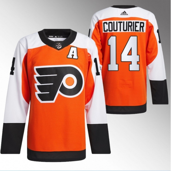 Men's Philadelphia Flyers #14 Sean Couturier 2023-24 Orange Stitched Jersey - Ujersey