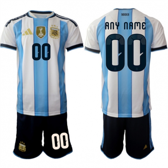 Men's Argentina Custom White Blue 2025-26 Home Soccer Jersey Suit - Ujersey