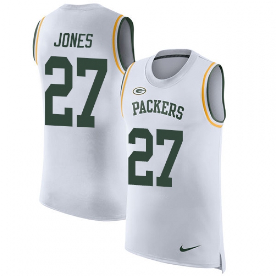 Men's Nike Green Bay Packers #27 Josh Jones Limited White Rush Player Name & Number Tank Top NFL Jersey - Ujersey