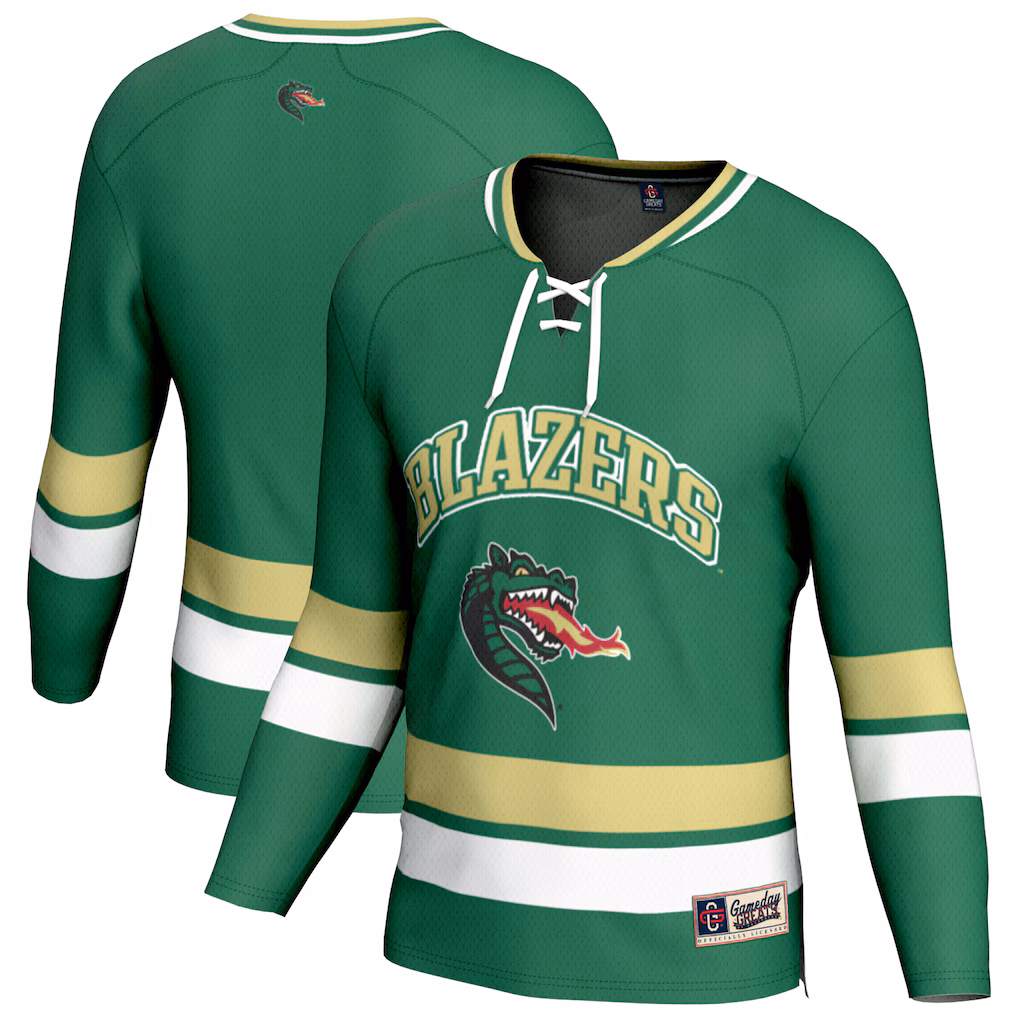 Youth GameDay Greats Green UAB Blazers Hockey Jersey - Ujersey Shop