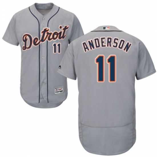 Men's Majestic Detroit Tigers #11 Sparky Anderson Grey Road Flex Base Authentic Collection MLB Jersey - Ujersey