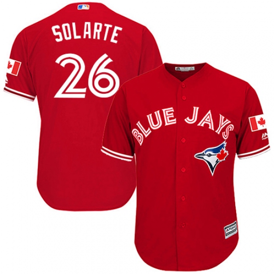 Youth Majestic Toronto Blue Jays #26 Yangervis Solarte Authentic Scarlet Alternate MLB Jersey - Ujersey