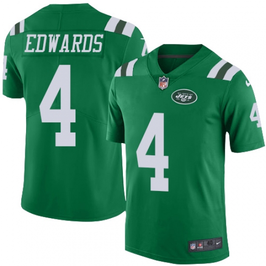 Men's Nike New York Jets #4 Lac Edwards Elite Green Rush Vapor Untouchable NFL Jersey - Ujersey