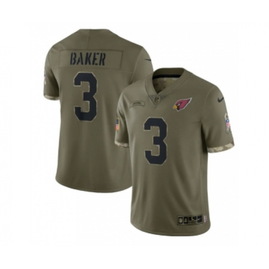 Men's Arizona Cardinals #3 Budda Baker 2022 Olive Salute To Service Limited Stitched Jersey - Ujersey