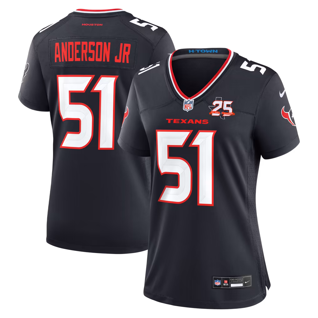 Women's Houston Texans Will Anderson Jr. Nike Navy Team 25th Season Game Jersey - ujerseystore