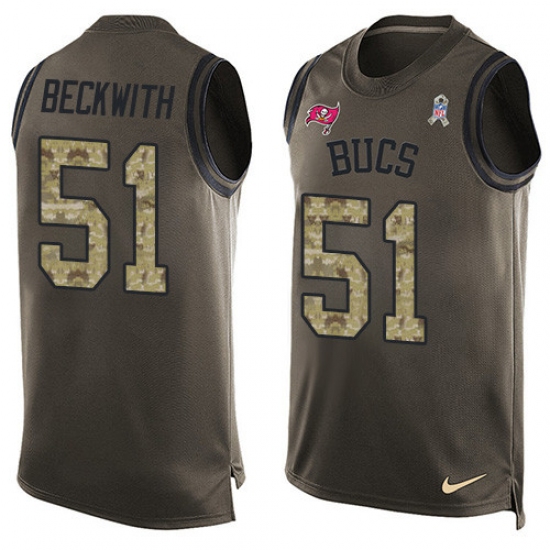 Men's Nike Tampa Bay Buccaneers #51 Kendell Beckwith Limited Green Salute to Service Tank Top NFL Jersey - Ujersey