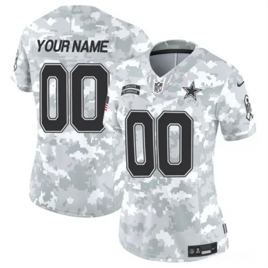 Women's Dallas Cowboys Active Player Custom 2024 F.U.S.E Arctic Camo Salute To Service Limited Stitched Football Jersey(Run Small) - Ujersey