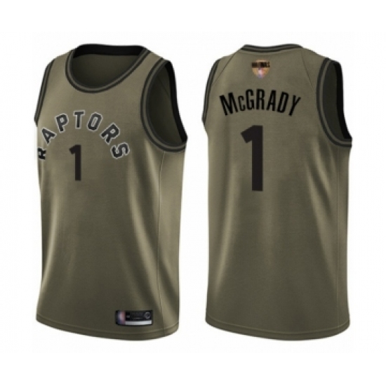 Youth Toronto Raptors #1 Tracy Mcgrady Swingman Green Salute to Service 2019 Basketball Finals Bound Jersey - Ujersey