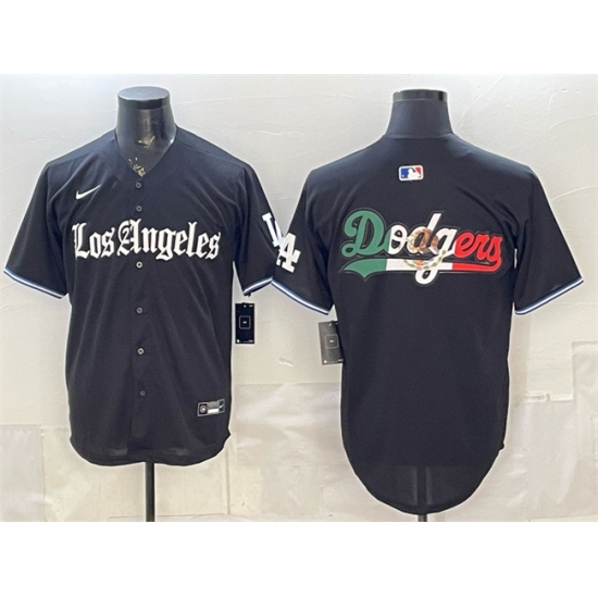 Men's Los Angeles Dodgers Team Big Logo Black 'Gothic Edition' Vapor Premier Limited Stitched Baseball Jersey - ujerseystore