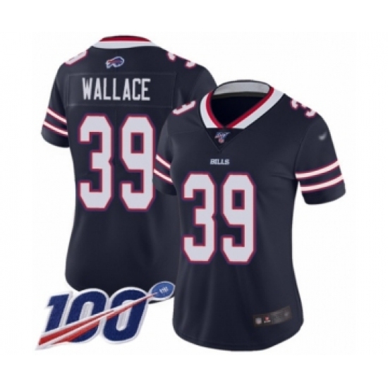 Women's Buffalo Bills #39 Levi Wallace Limited Navy Blue Inverted Legend 100th Season Football Jersey - Ujersey