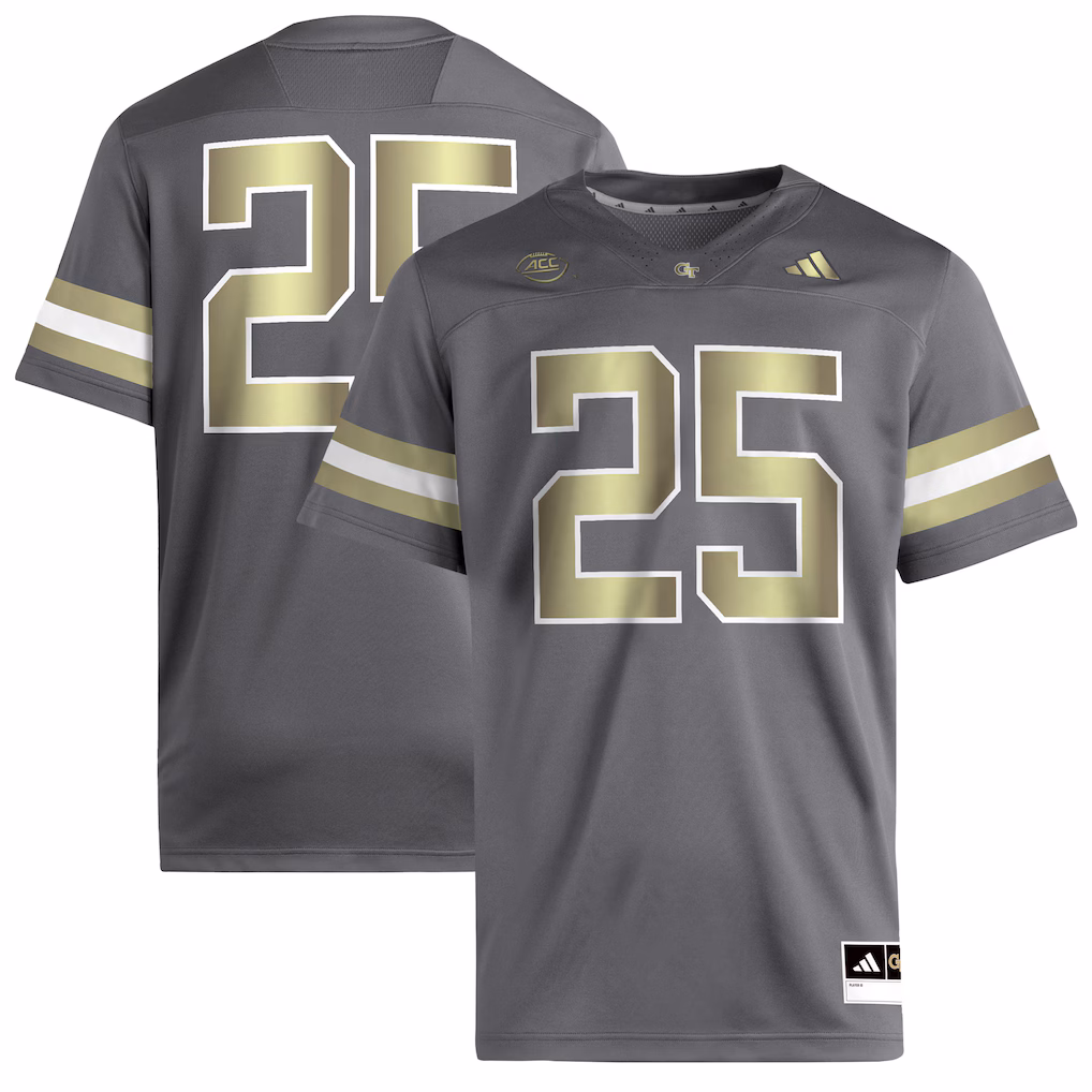 Men's adidas #25 Gray Georgia Tech Yellow Jackets Premier Jersey