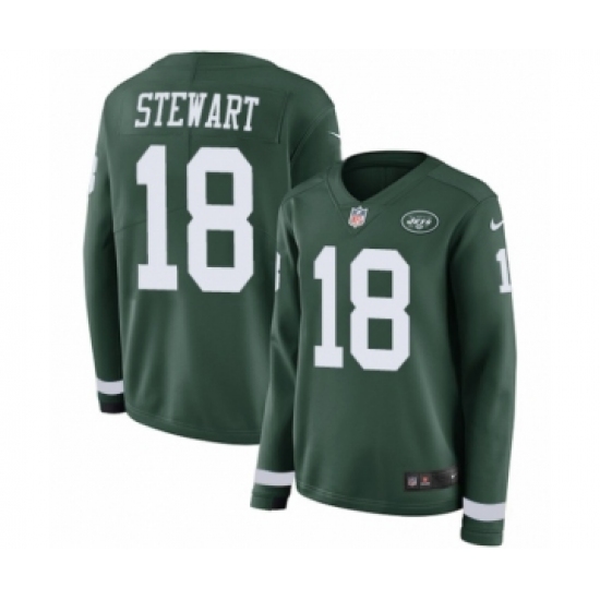 Women's Nike New York Jets #18 ArDarius Stewart Limited Green Therma Long Sleeve NFL Jersey - Ujersey
