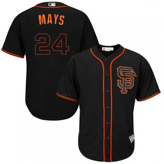 Youth Majestic San Francisco Giants #24 Willie Mays Replica Black Alternate Cool Base MLB Jersey - Ujersey