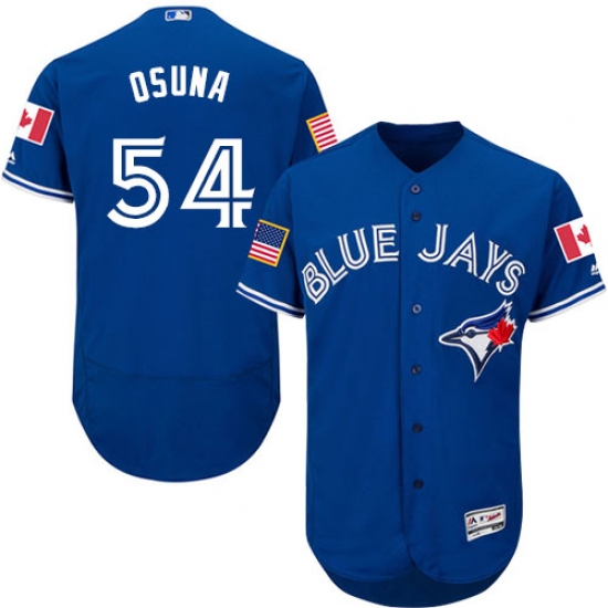 Men's Majestic Toronto Blue Jays #54 Roberto Osuna Authentic Royal Blue Fashion Stars & Stripes Flex Base MLB Jersey - Ujersey