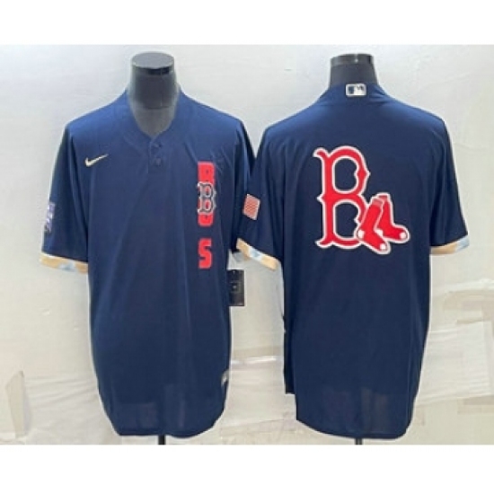 Men's Boston Red Sox Big Logo Navy Blue 2021 MLB All Star Stitched Cool Base Nike Jersey - Ujersey