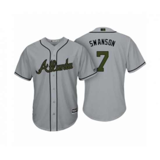 Women Atlanta Braves #7 Dansby Swanson Gray 2017 Memorial Day Cool Base Jersey - Ujersey