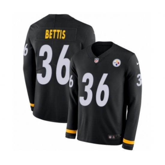 Youth Nike Pittsburgh Steelers #36 Jerome Bettis Limited Black Therma Long Sleeve NFL Jersey - Ujersey