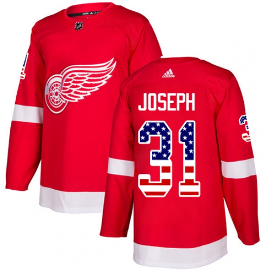 Men's Adidas Detroit Red Wings #31 Curtis Joseph Authentic Red USA Flag Fashion NHL Jersey - Ujersey