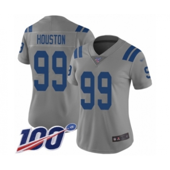 Women's Indianapolis Colts #99 Justin Houston Limited Gray Inverted Legend 100th Season Football Jersey - Ujersey