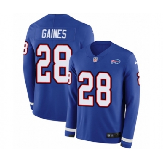 Youth Nike Buffalo Bills #28 Phillip Gaines Limited Royal Blue Therma Long Sleeve NFL Jersey - Ujersey