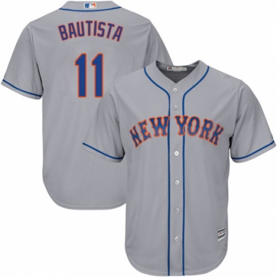 Youth Majestic New York Mets #11 Jose Bautista Authentic Grey Road Cool Base MLB Jersey - Ujersey
