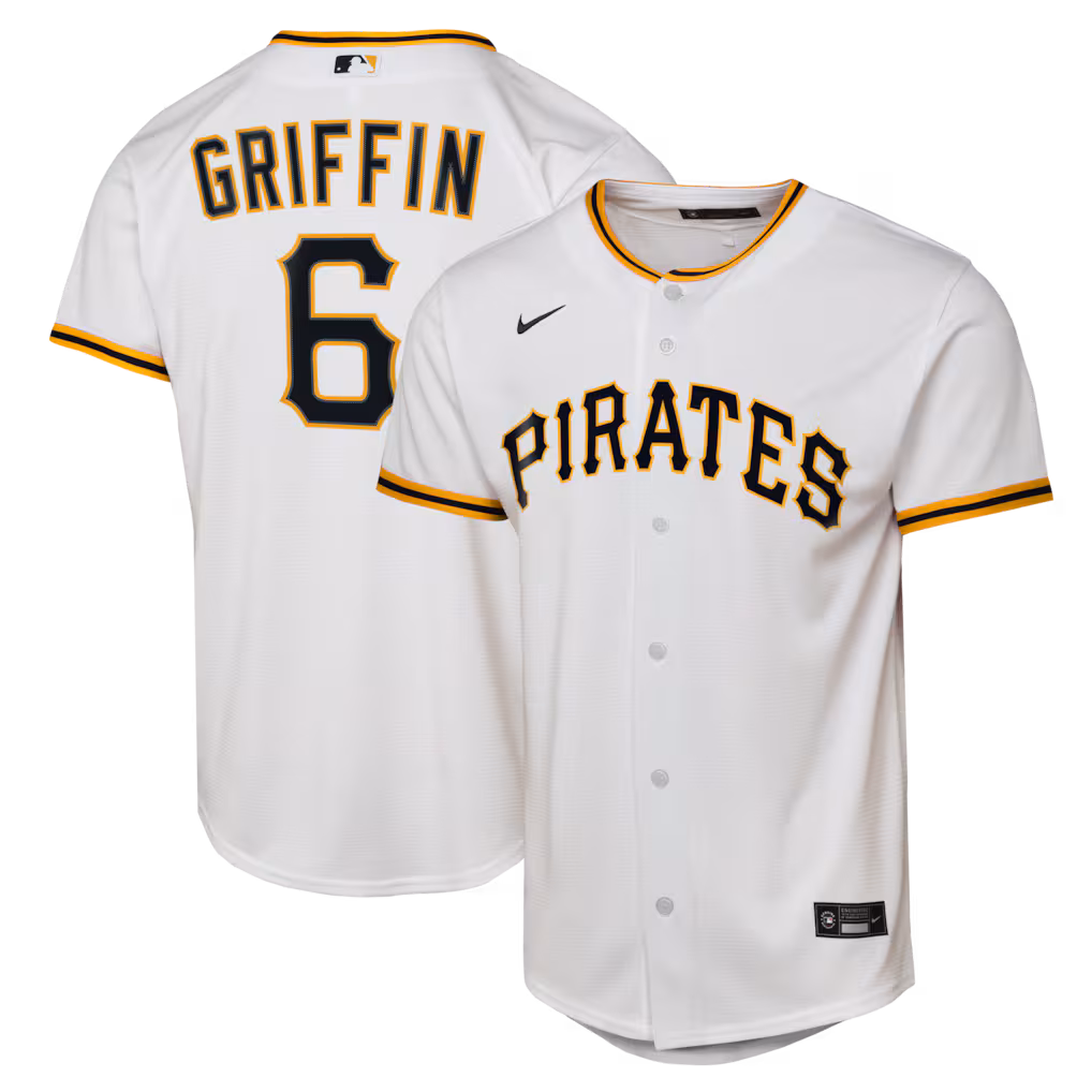 Youth Pittsburgh Pirates Konnor Griffin Nike White Home Replica Jersey