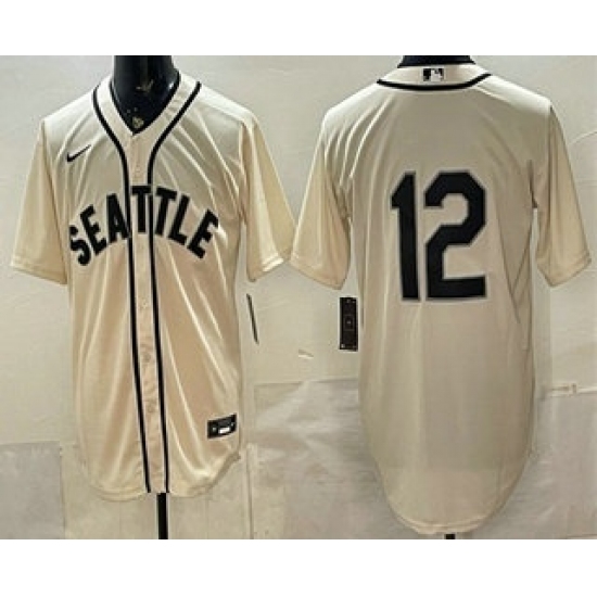Men's Seattle Mariners #12 Josh Naylor Cream Alternate Stitched Jersey - Ujersey