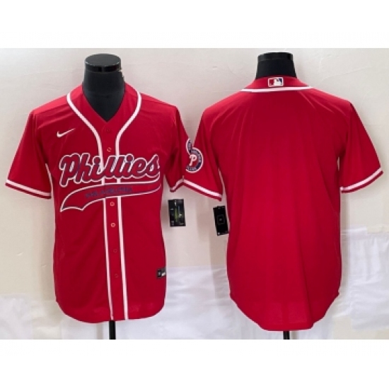 Men's Philadelphia Phillies Blank Red Cool Base Stitched Baseball Jersey - Ujersey