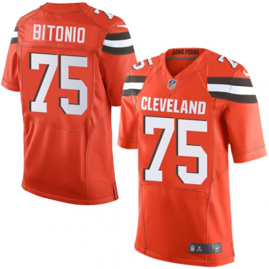 Men's Nike Cleveland Browns #75 Joel Bitonio Elite Orange Alternate NFL Jersey - Ujersey