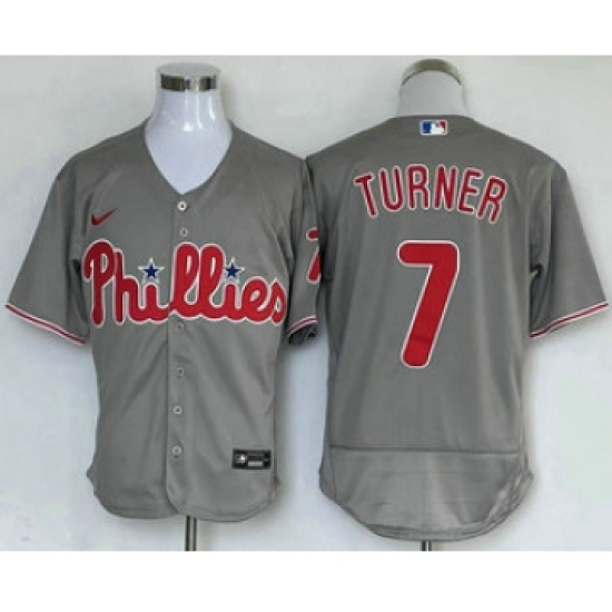 Men's Philadelphia Phillies #7 Trea Turner Grey Stitched MLB Flex Base Nike Jersey - Ujersey