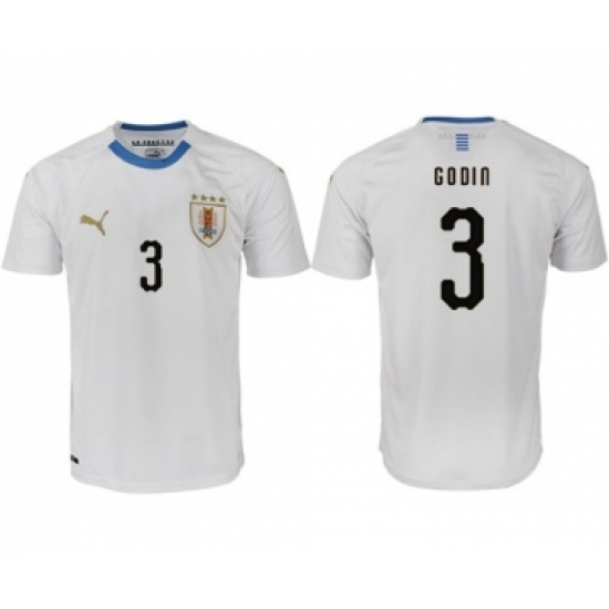 Uruguay #3 Godin Home Soccer Country Jersey