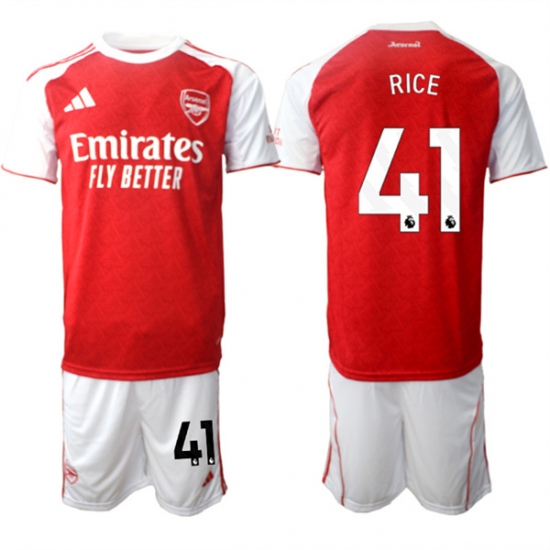 Men's Arsenal F.C #41 Declan Rice 2026 Red Home Soccer Jersey Suit