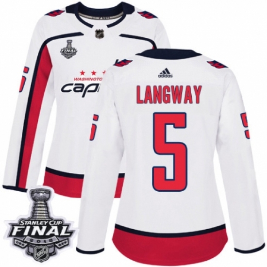 Women's Adidas Washington Capitals #5 Rod Langway Authentic White Away 2018 Stanley Cup Final NHL Jersey - Ujersey