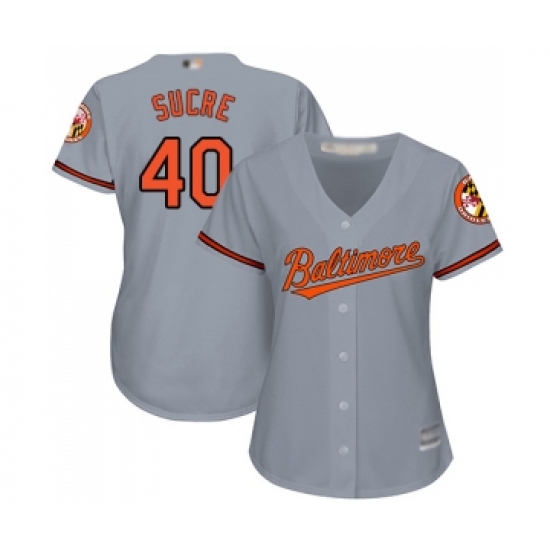 Women's Baltimore Orioles #40 Jesus Sucre Replica Grey Road Cool Base Baseball Jersey - Ujersey