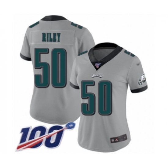 Women's Philadelphia Eagles #50 Duke Riley Limited Silver Inverted Legend 100th Season Football Jersey - Ujersey