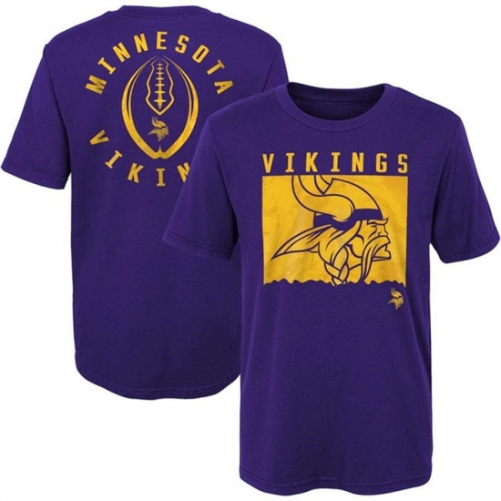 Men's Minnesota Vikings Purple Preschool Liquid Camo Logo T Shirt - Ujersey