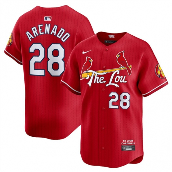 Men's St. Louis Cardinals #28 Nolan Arenado Red 2024 City Connect Limited Stitched Baseball Jersey - Ujersey