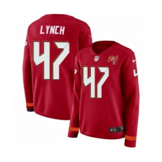 Women's Nike Tampa Bay Buccaneers #47 John Lynch Limited Red Therma Long Sleeve NFL Jersey - Ujersey