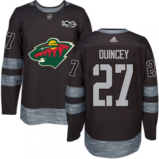 Men's Adidas Minnesota Wild #27 Kyle Quincey Authentic Black 1917-2017 100th Anniversary NHL Jersey - Ujersey
