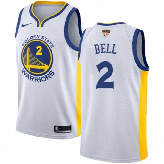 Men's Nike Golden State Warriors #2 Jordan Bell Swingman White Home 2018 NBA Finals Bound NBA Jersey - Association Edition - Ujersey