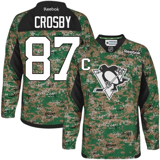 Men's Reebok Pittsburgh Penguins #87 Sidney Crosby Premier Camo Veterans Day Practice NHL Jersey - Ujersey