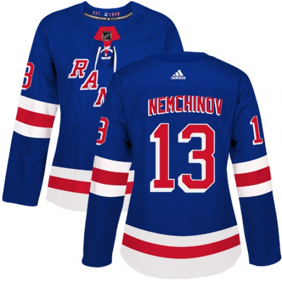 Women's Adidas New York Rangers #13 Sergei Nemchinov Premier Royal Blue Home NHL Jersey - Ujersey