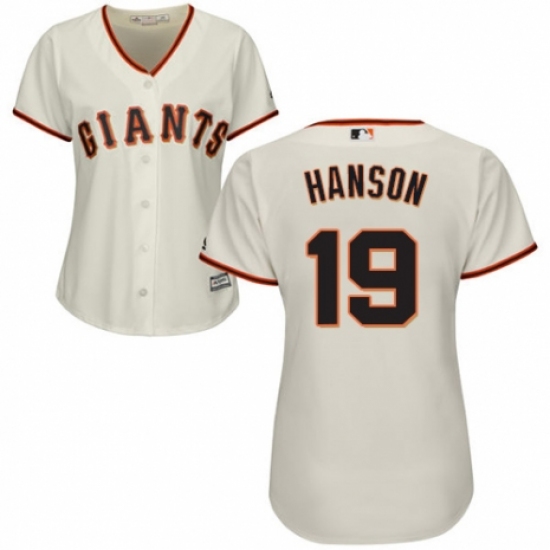 Women's Majestic San Francisco Giants #19 Alen Hanson Replica Cream Home Cool Base MLB Jersey - Ujersey