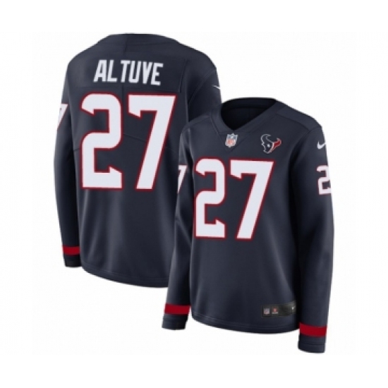 Women's Nike Houston Texans #27 Jose Altuve Limited Navy Blue Therma Long Sleeve NFL Jersey - Ujersey